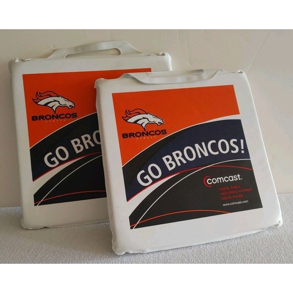 Set of 2 NFL Denver Broncos 11" Vinyl Seat Cushions Comcast